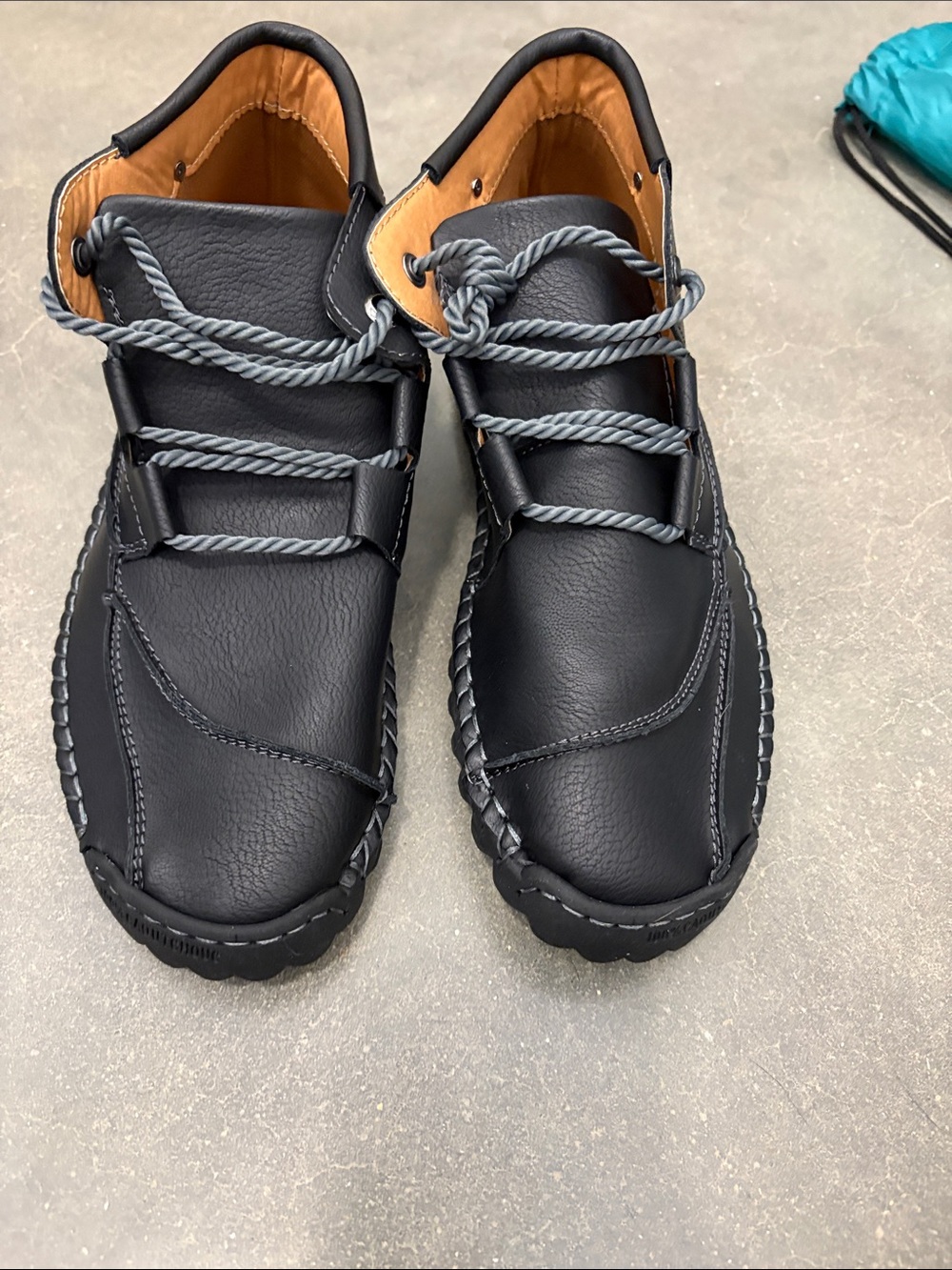 Casual Black Leather Moc Toe Shoes